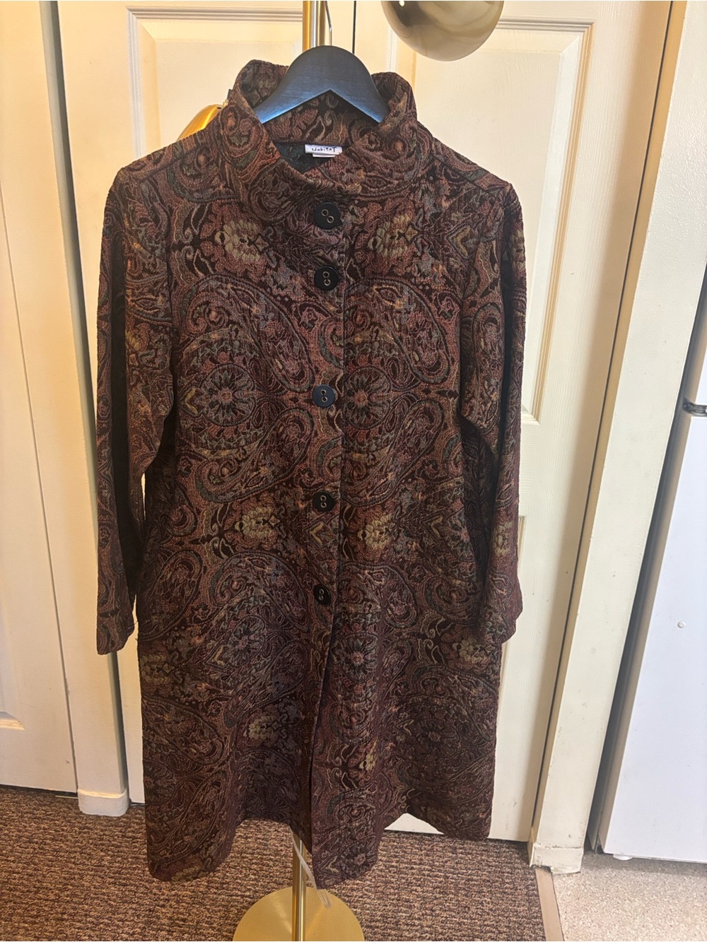 Habitat Brown Paisley-Print Button Front Trench Coat